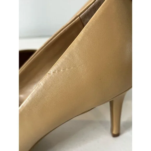 Calvin Klein Heels Womens 10 Shoes Pumps Faux Leather High Work Tan Nude Brown - Picture 15 of 15